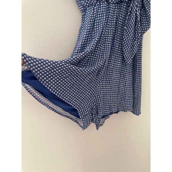 B1G2 FREE 🍁 Everly Blue Gingham Wrap Romper Small Cottagecore Picnic Prairie - Picture 5 of 9